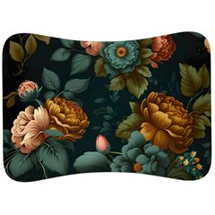 Floral Flower Blossom Turquoise Velour Seat Head Rest Cushion by Ravend