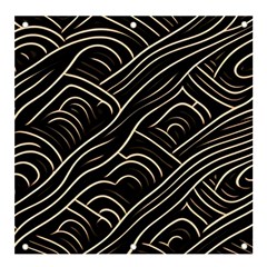 Black Coconut Color Wavy Lines Waves Abstract Banner And Sign 4  X 4  by Ravend