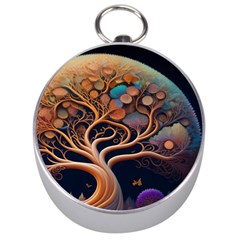 Trees Dream Art Intricate Patterns Digital Nature Silver Compasses by Ravend