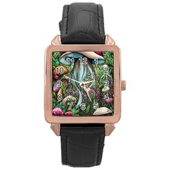 Craft Mushroom Rose Gold Leather Watch  by GardenOfOphir