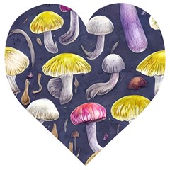 Fantasy Woodland Mushroom Wooden Puzzle Heart by GardenOfOphir