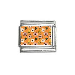 Flower Orange Pattern Floral Italian Charm (9mm) by Dutashop