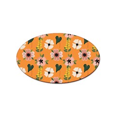 Flower Orange Pattern Floral Sticker Oval (100 Pack) by Dutashop