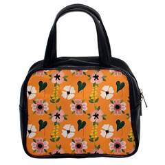 Flower Orange Pattern Floral Classic Handbag (two Sides) by Dutashop