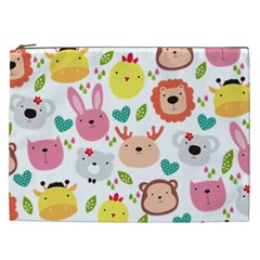 Cute Animals Cartoon Seamless Background Cosmetic Bag (xxl) by Jancukart