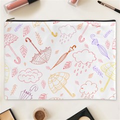 Weather Umbrella Rain Cloud Seamless Doodle Pattern Cosmetic Bag (xxxl) by Jancukart