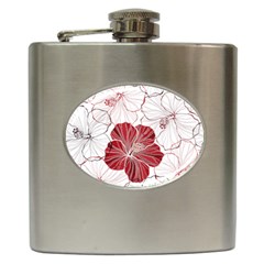 Red Hibiscus Flowers Art Hip Flask (6 Oz) by Jancukart