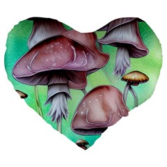 Historical Mushroom Forest Large 19  Premium Flano Heart Shape Cushions by GardenOfOphir