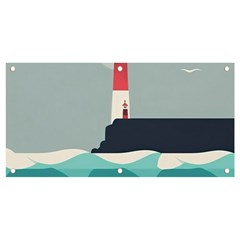 Lighthouse Ocean Nautical Sea Minimal Minimalist Banner And Sign 4  X 2  by Pakemis