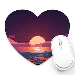 Sunset Ocean Beach Water Tropical Island Vacation 5 Heart Mousepad by Pakemis