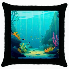 Intro Youtube Background Wallpaper Aquatic Water Throw Pillow Case (black) by Pakemis