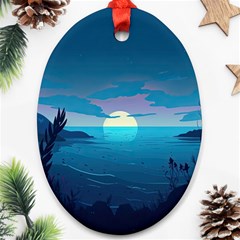 Ai Generated Ocean Sea Water Anime Nautical 2 Ornament (oval) by Pakemis