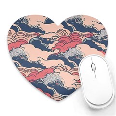 Waves Ocean Sea Water Pattern Rough Seas Heart Mousepad by Pakemis