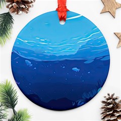 Ai Generated Ocean Sea Fish Underwater Water Ornament (round) by Pakemis