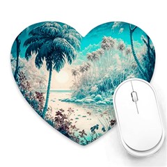 Tropical Winter Tropical Winter Landscape Heart Mousepad by Pakemis