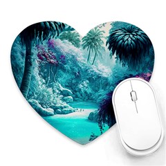 Landscape Nature Digital Art Palm Trees Paradise Heart Mousepad by Pakemis