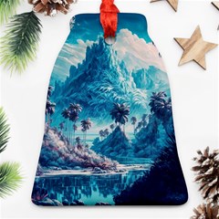 Tropical Winter Fantasy Landscape Paradise Bell Ornament (two Sides) by Pakemis