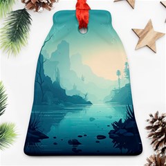 Ai Generated River Forest Woods Outdoors Ornament (bell) by Pakemis