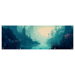 Ai Generated River Forest Woods Outdoors Banner And Sign 12  X 4  by Pakemis