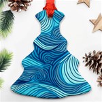 Ocean Waves Sea Abstract Pattern Water Blue Christmas Tree Ornament (Two Sides) Front