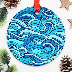 Pattern Ocean Waves Blue Nature Sea Abstract Ornament (round) by Pakemis