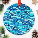 Pattern Ocean Waves Blue Nature Sea Abstract Ornament (Round) Front