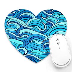 Pattern Ocean Waves Blue Nature Sea Abstract Heart Mousepad by Pakemis