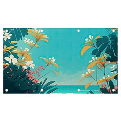 Beach Ocean Flowers Floral Plants Vacation Banner And Sign 7  X 4  by Pakemis