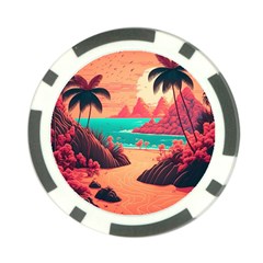 Tropical Beach Sea Jungle Ocean Landscape Poker Chip Card Guard by Pakemis