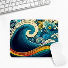 Waves Wave Ocean Sea Abstract Whimsical Abstract Art Small Mousepad by Pakemis