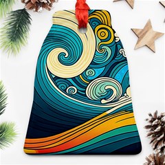 Waves Wave Ocean Sea Abstract Whimsical Abstract Art Bell Ornament (two Sides) by Pakemis