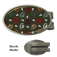 Art Halloween Pattern Creepy Design Digital Papers Money Clips (oval)  by Wegoenart