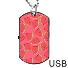 Watermelon Background Watermelon Wallpaper Dog Tag Usb Flash (two Sides) by Wegoenart