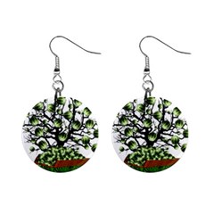 Watermelon Tree Abstraction On Watermelon Abundance Mini Button Earrings by Wegoenart