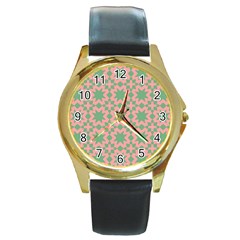 Pattern 18 Round Gold Metal Watch by GardenOfOphir