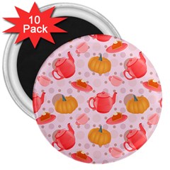 Pumpkin Tea Cup Pie Dessert 3  Magnets (10 Pack)  by Semog4