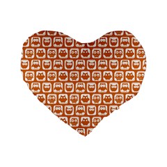 Orange And White Owl Pattern Standard 16  Premium Flano Heart Shape Cushions by GardenOfOphir