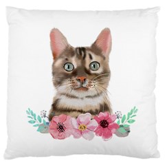 Watercolor Cat Large Premium Plush Fleece Cushion Case (one Side) by SychEva