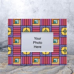 Pattern Geometric Colorful Lines Shapes White Tabletop Photo Frame 4 x6  by Jancukart