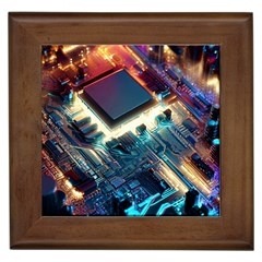 Ai Generated Motherboard City Technology Tech Cpu Framed Tile by Jancukart