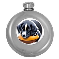 Dog Animal Cute Pet Puppy Pooch Round Hip Flask (5 Oz) by Semog4