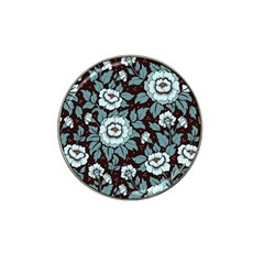 Vintage Floral Pattern Blue Damask Pattern Blue Vintage Hat Clip Ball Marker (10 Pack) by Semog4