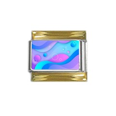 Colorful Blue Purple Wave Gold Trim Italian Charm (9mm) by Semog4