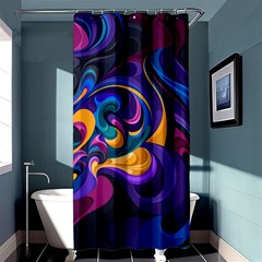 Colorful Waves Abstract Waves Curves Art Abstract Material Material Design Shower Curtain 36  X 72  (stall)  by Semog4