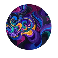 Colorful Waves Abstract Waves Curves Art Abstract Material Material Design Mini Round Pill Box by Semog4