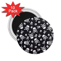 Skull Crossbones Seamless Pattern Holiday-halloween-wallpaper Wrapping Packing Backdrop 2 25  Magnets (10 Pack)  by Ravend