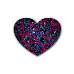 Grafitti Graffiti Abstract Artwork Digital Rubber Heart Coaster (4 Pack) by Semog4