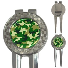 Green Military Background Camouflage 3-in-1 Golf Divots by Semog4