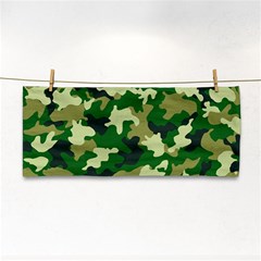 Green Military Background Camouflage Hand Towel by Semog4