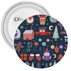 Vector Set Cute Christmas Elements Santa-penguin Deer Bear Fox Owl Trees Snowman Bird Angel More 3  Buttons by Semog4